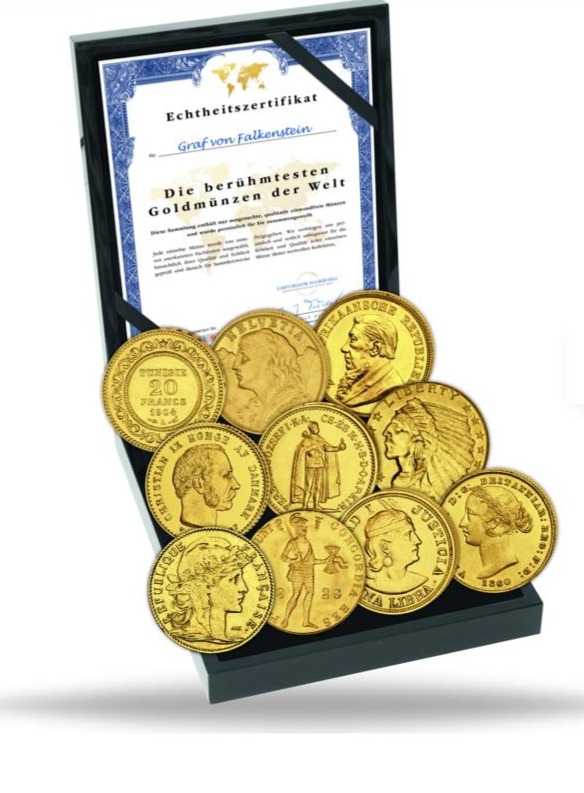 Goldmünzen-Sammlung mit Echtheitszertifikat